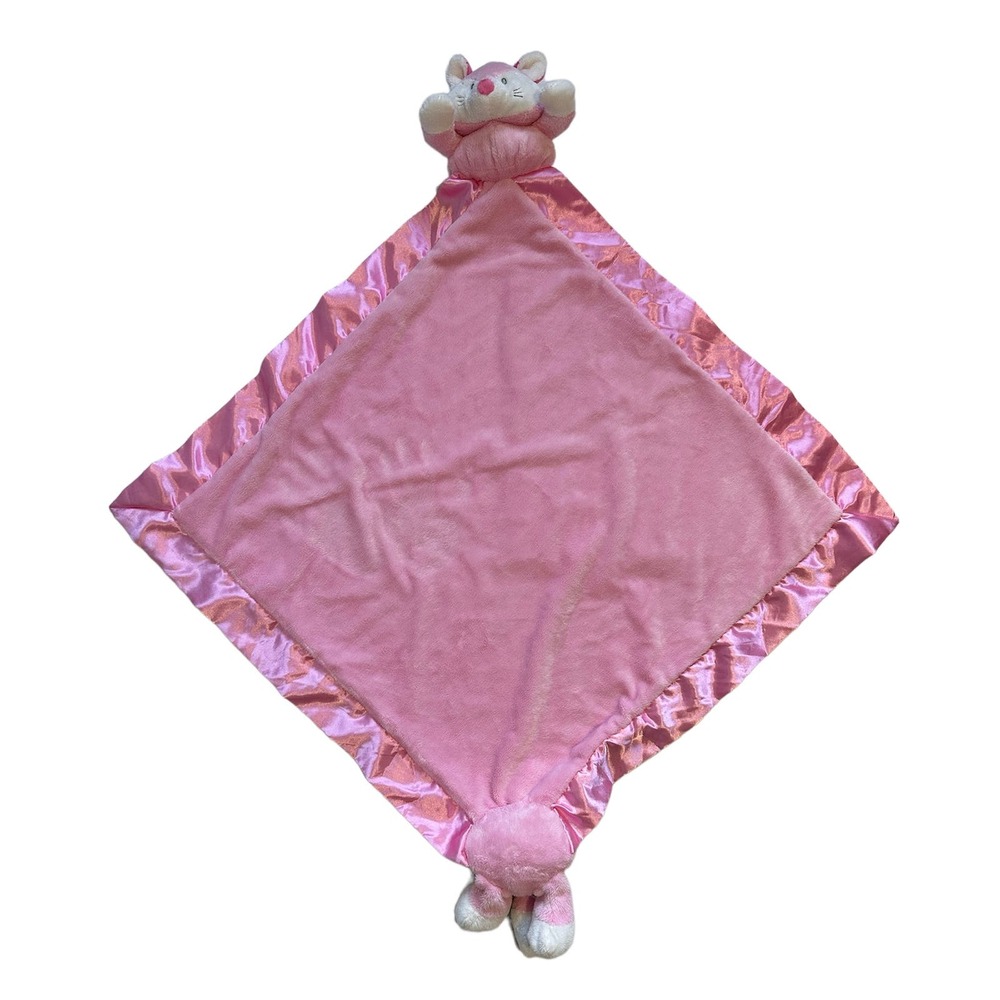 Baby Ganz Pink Fox Kitty Cat Blanket Lovey Satin Trim Soother Plush Animal